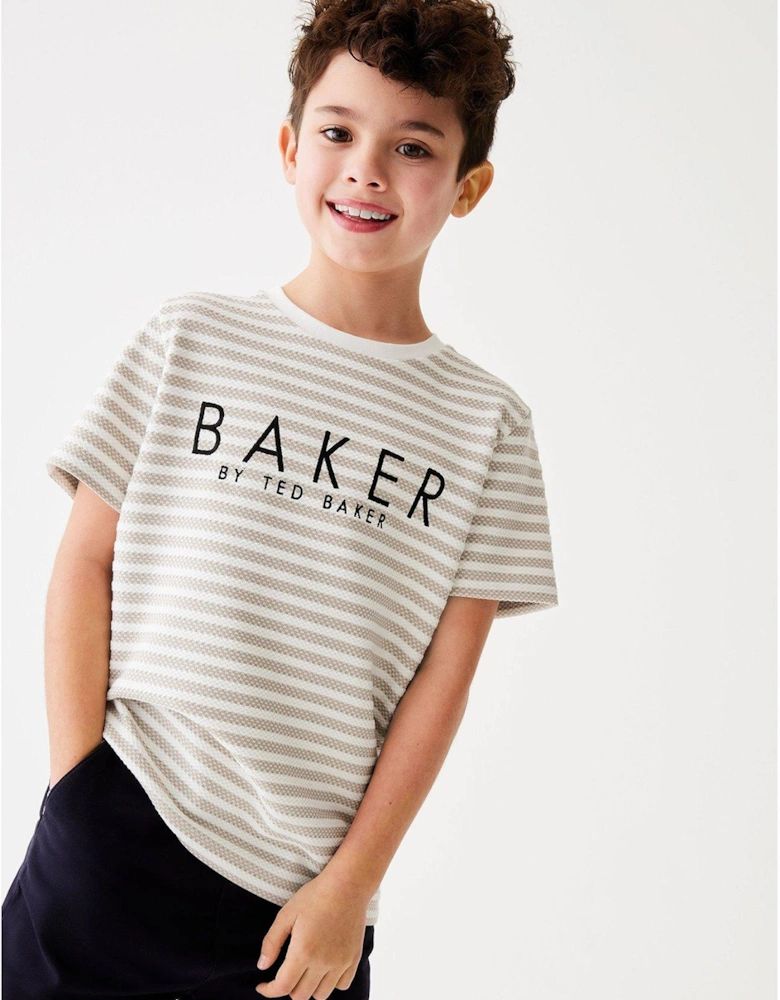 Boys Stripe Tee - Beige