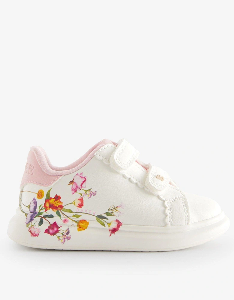 Younger Girls Floral Trainer - White