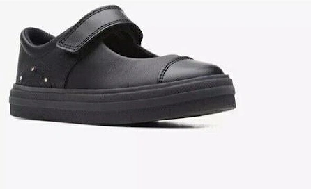 Flare Shine girls school shoe in Black Leather