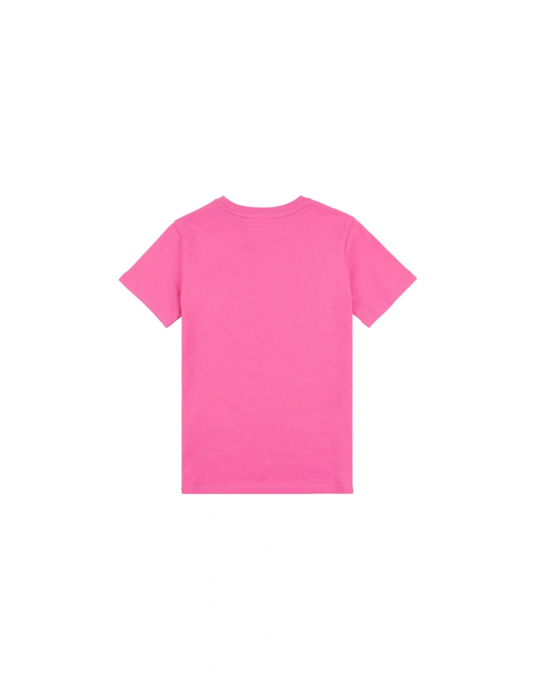 Girls Diamante Regular Short Sleeve T-shirt - Hot Pink
