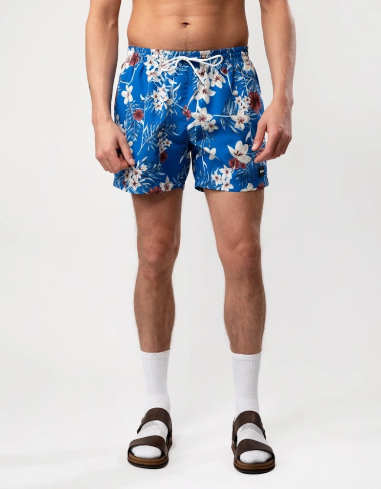 Orange Piranha Mens Tropical Print Quick-Drying Swim Shorts