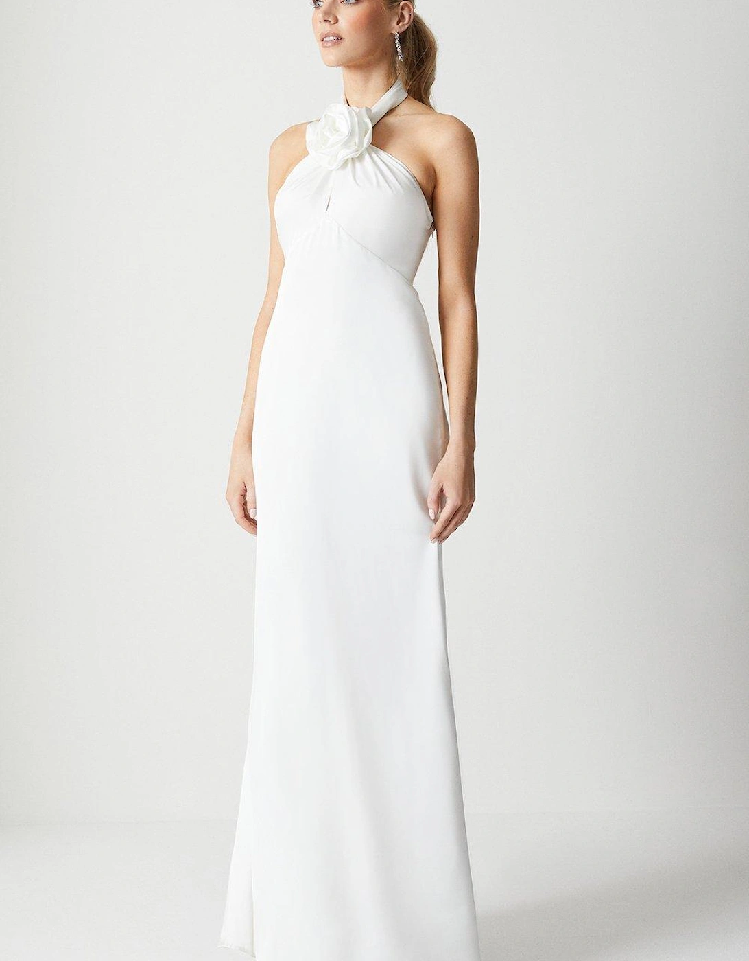 Corsage Halterneck Satin Wedding Dress, 5 of 4