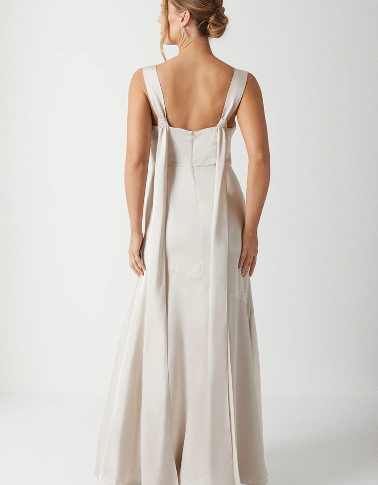Cape Back Pleat Detail Bridesmaids Dress
