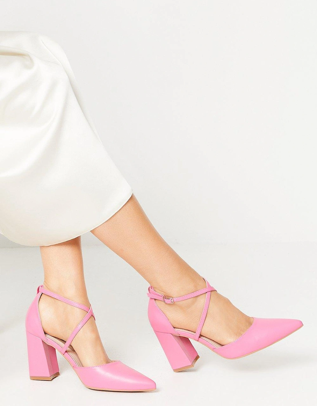 Treat Cross Strap Pointed Block Heel Court Shoes, 5 of 4
