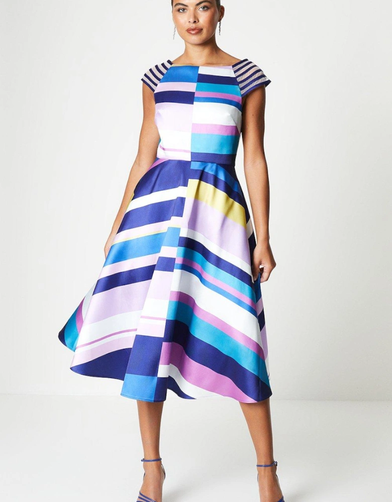 Twill Multi Strap Dress In Stripe Print