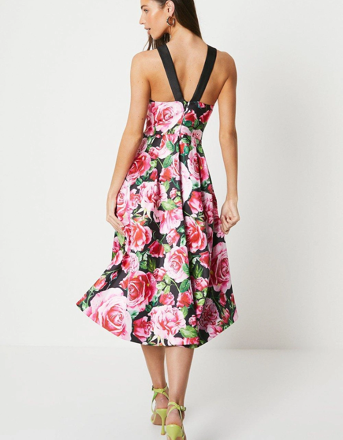 Oversized Floral Print Twill Midi Dress