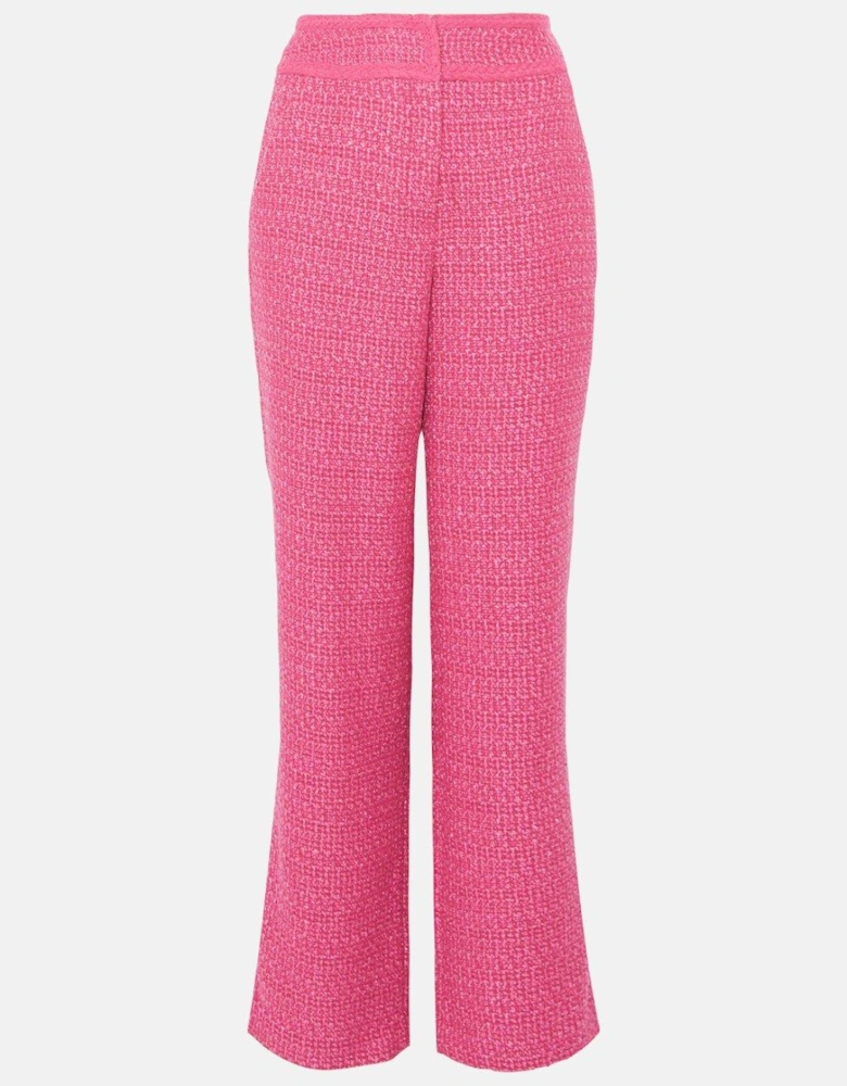 Premium Tweed Trim Detail Wide Leg Trousers