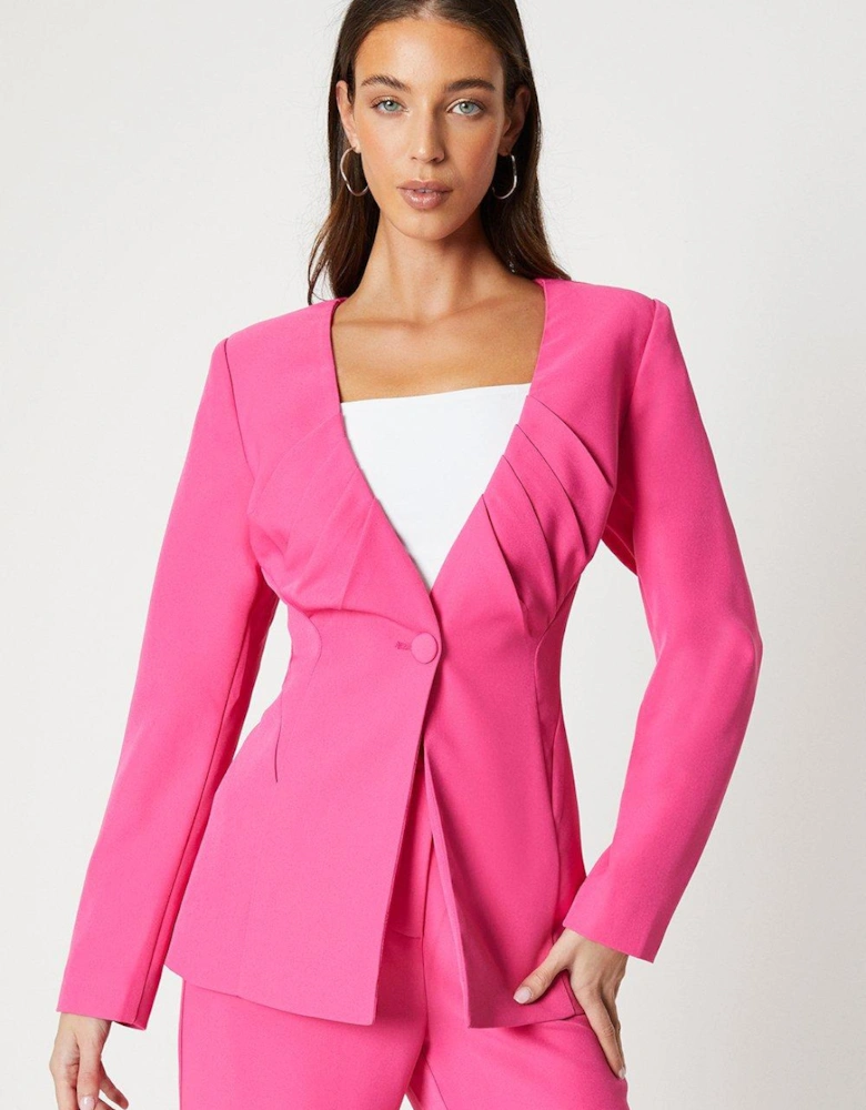 Pleated Bodice Tailored Blazer