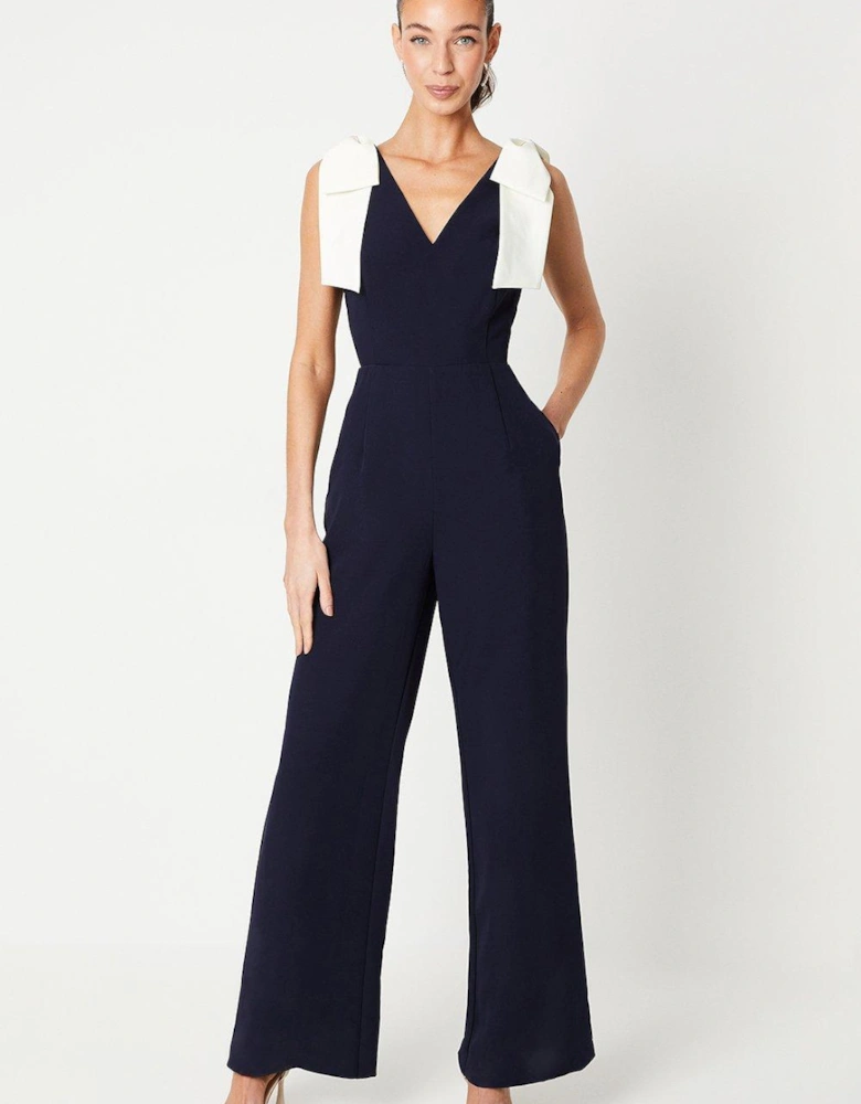 Jumpsuit With Contrast Bow Shoulders
