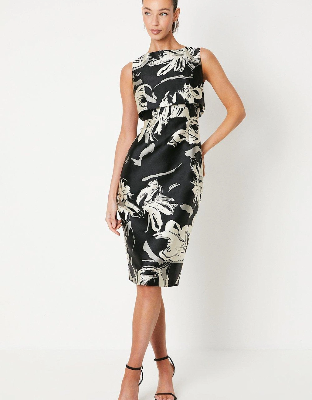 Double Layer Jacquard Pencil Dress, 6 of 5