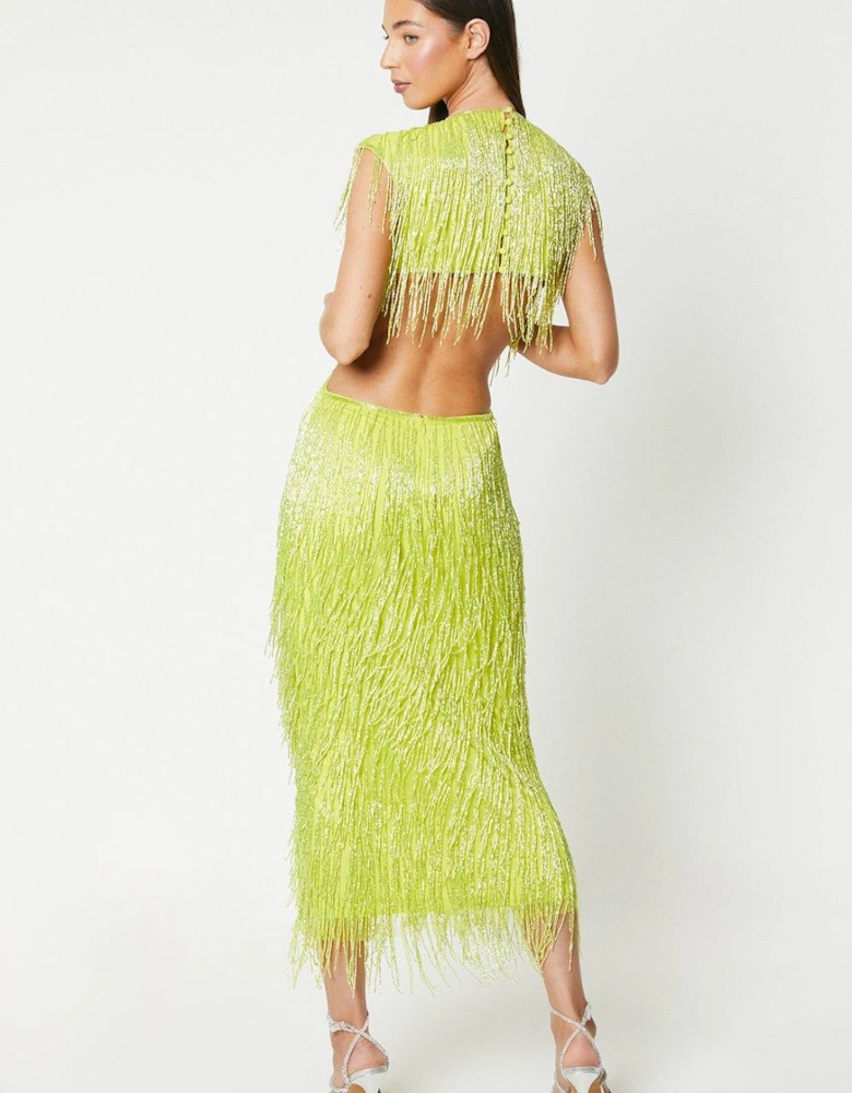 Sophie Habboo Fringe Embellished Midi Dress