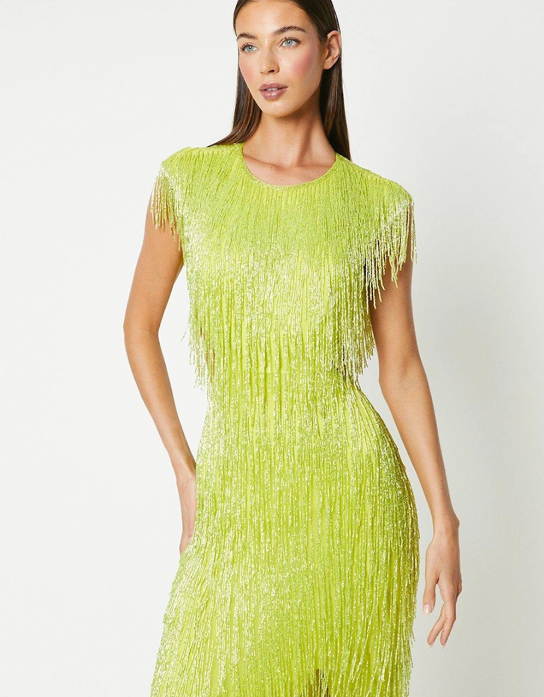 Sophie Habboo Fringe Embellished Midi Dress