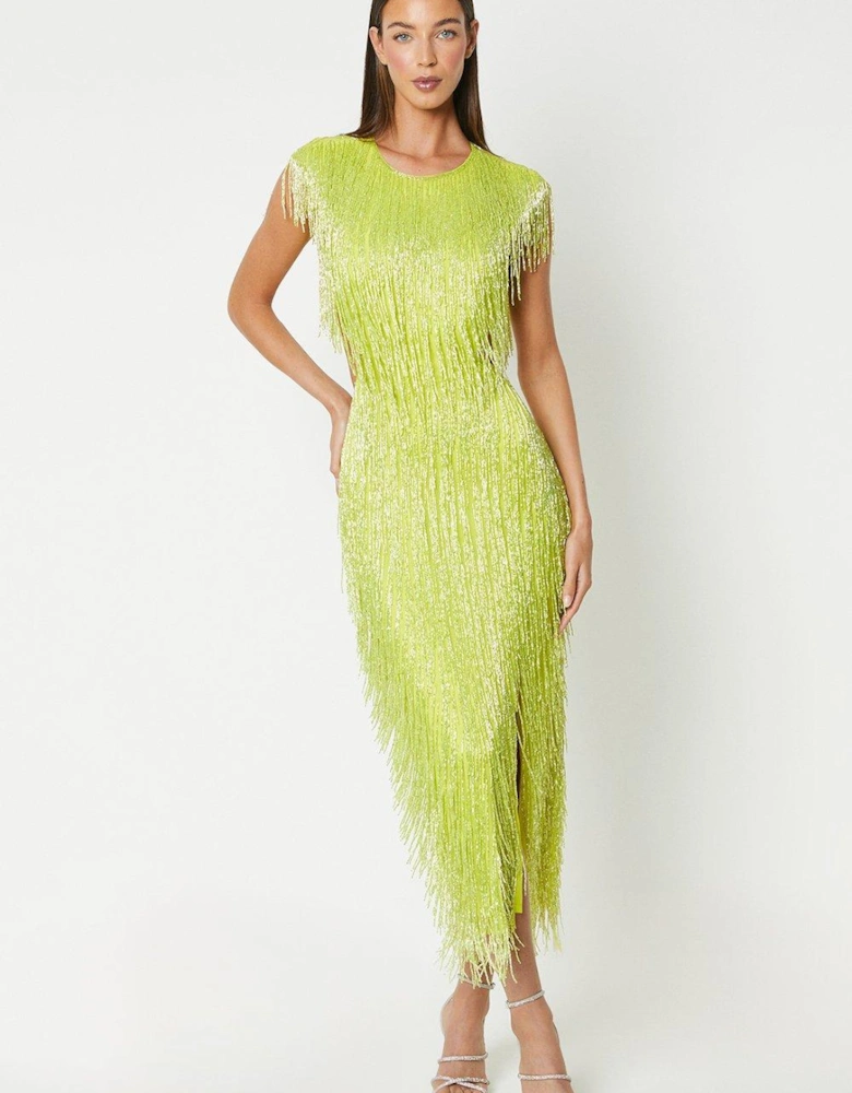 Sophie Habboo Fringe Embellished Midi Dress