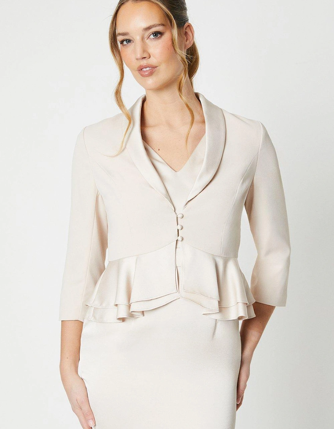 Satin Back Crepe Tailored Jacket With Peplum, 6 of 5