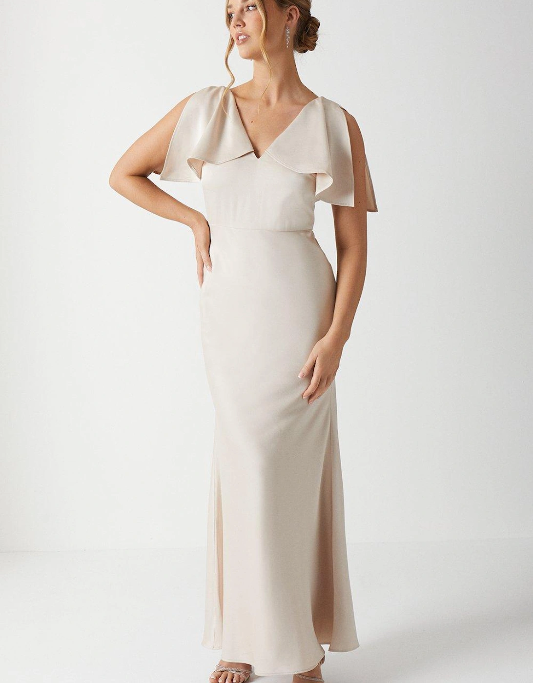 V Neck Satin Sleeveless Bridesmaids Dress, 5 of 4