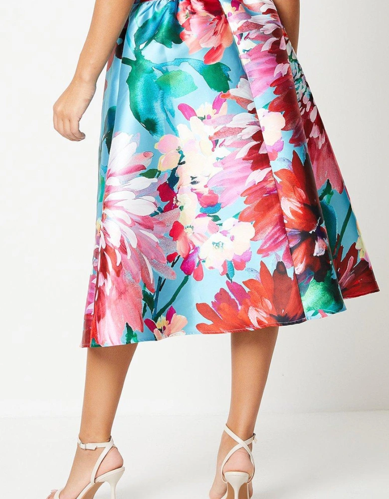 Floral Print Full Midi Skirt