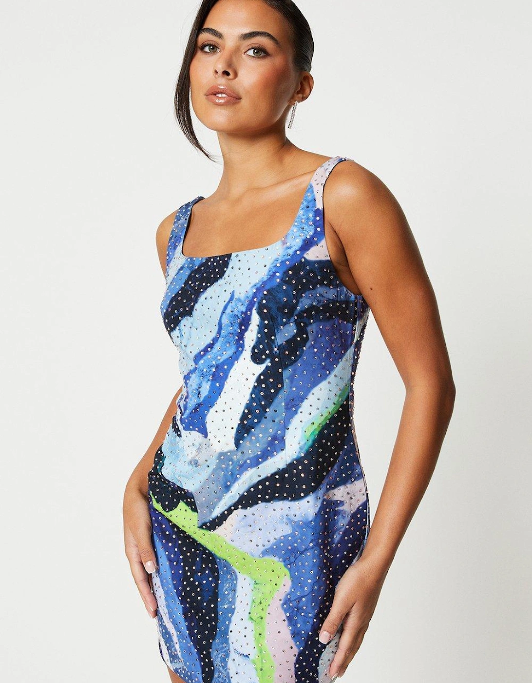 Sophie Habboo Printed Hotfix Mini Dress