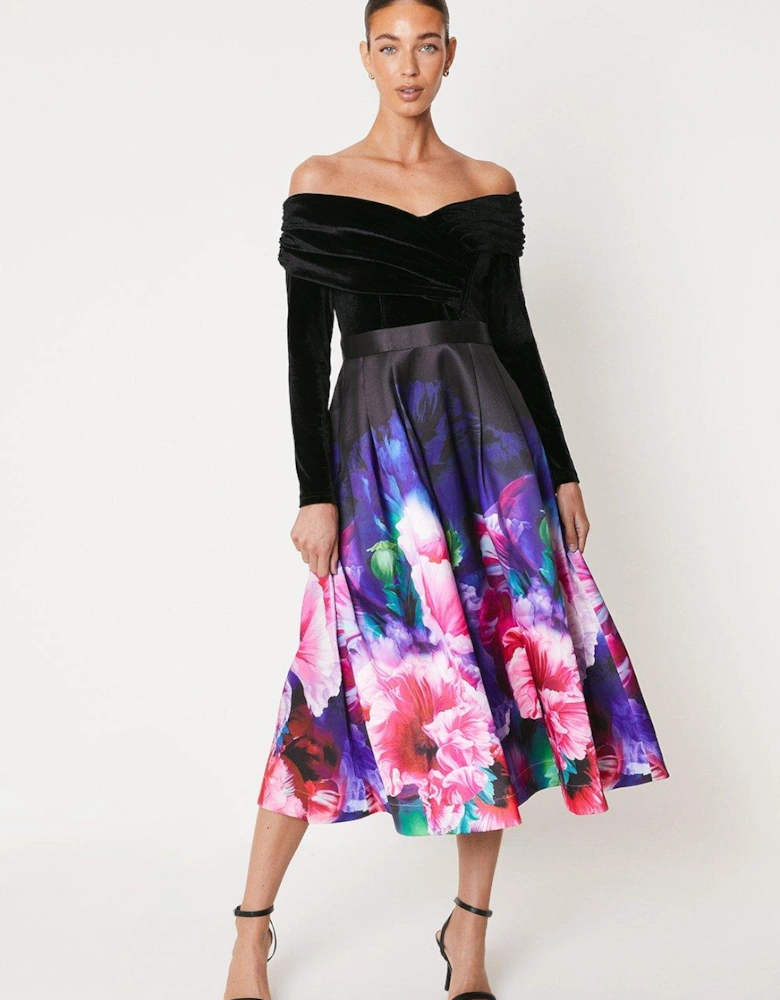 2 In 1 Printed Skirt Midi Dress