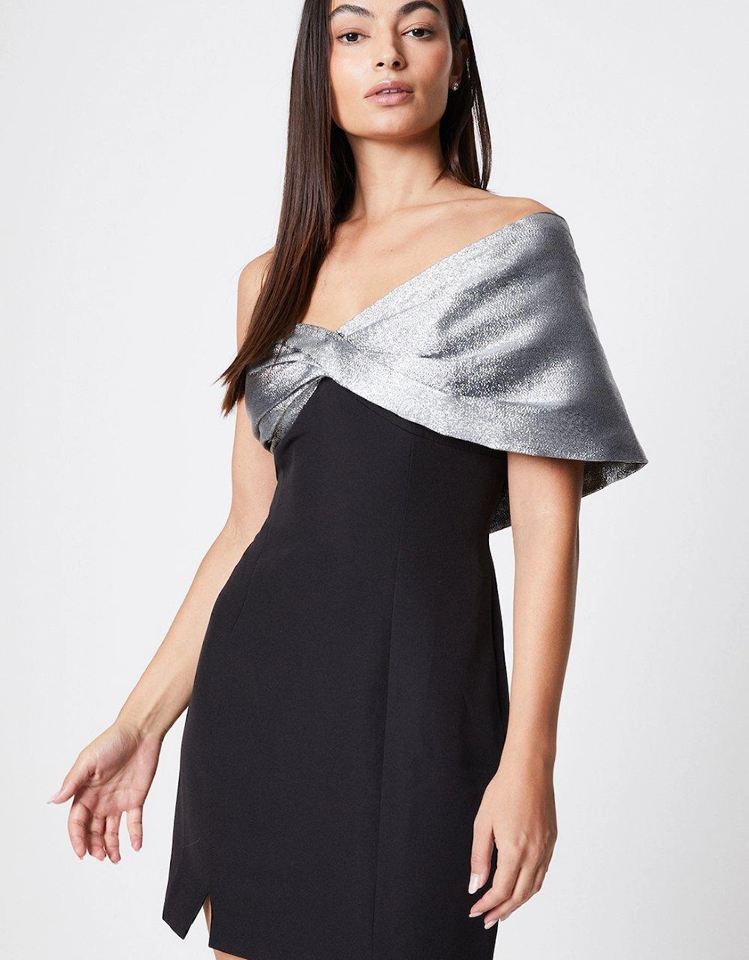 Sparkle Jacquard Twist Front Mini Dress