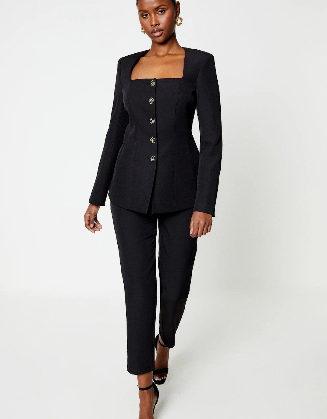 Square Neck Hammered Button Peplum Jacket, 5 of 4
