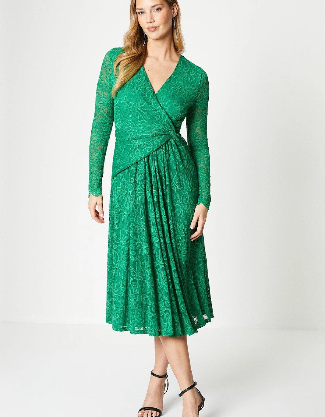 Lace Wrap Front Midi Dress, 4 of 3