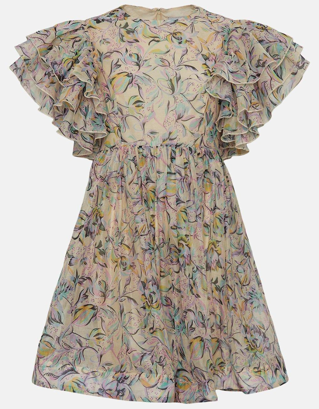 Alexandra Farmer Mega Ruffle Sleeve Mini Dress