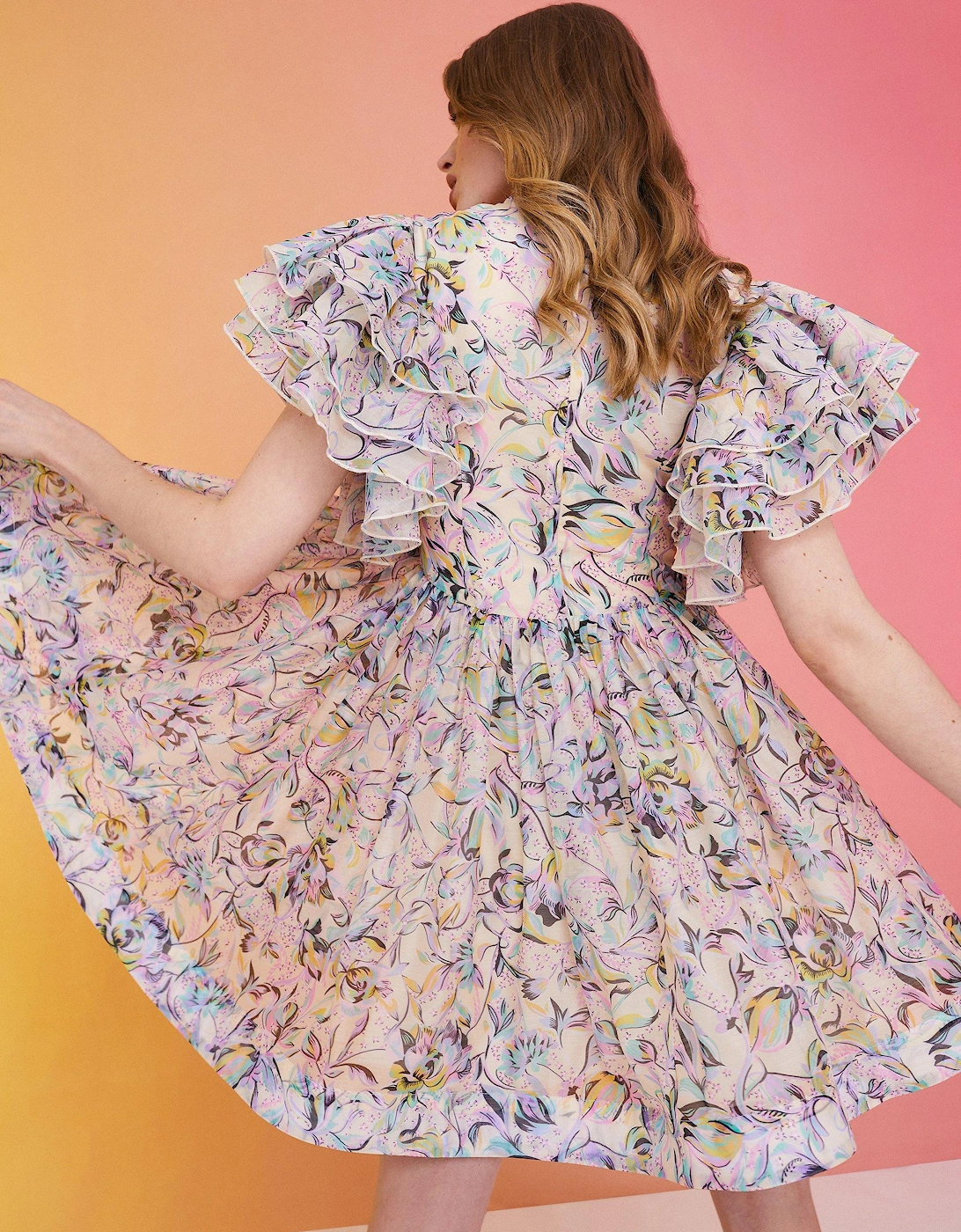 Alexandra Farmer Mega Ruffle Sleeve Mini Dress