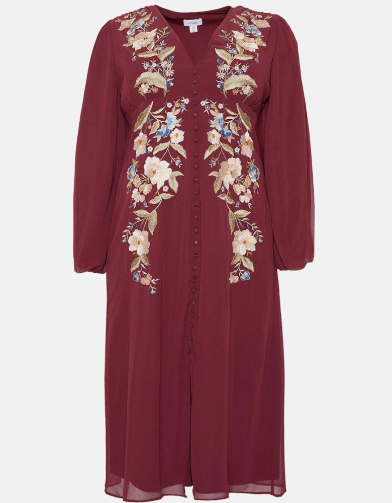 Plus Size Mirrored Orchid Button Midi Dress
