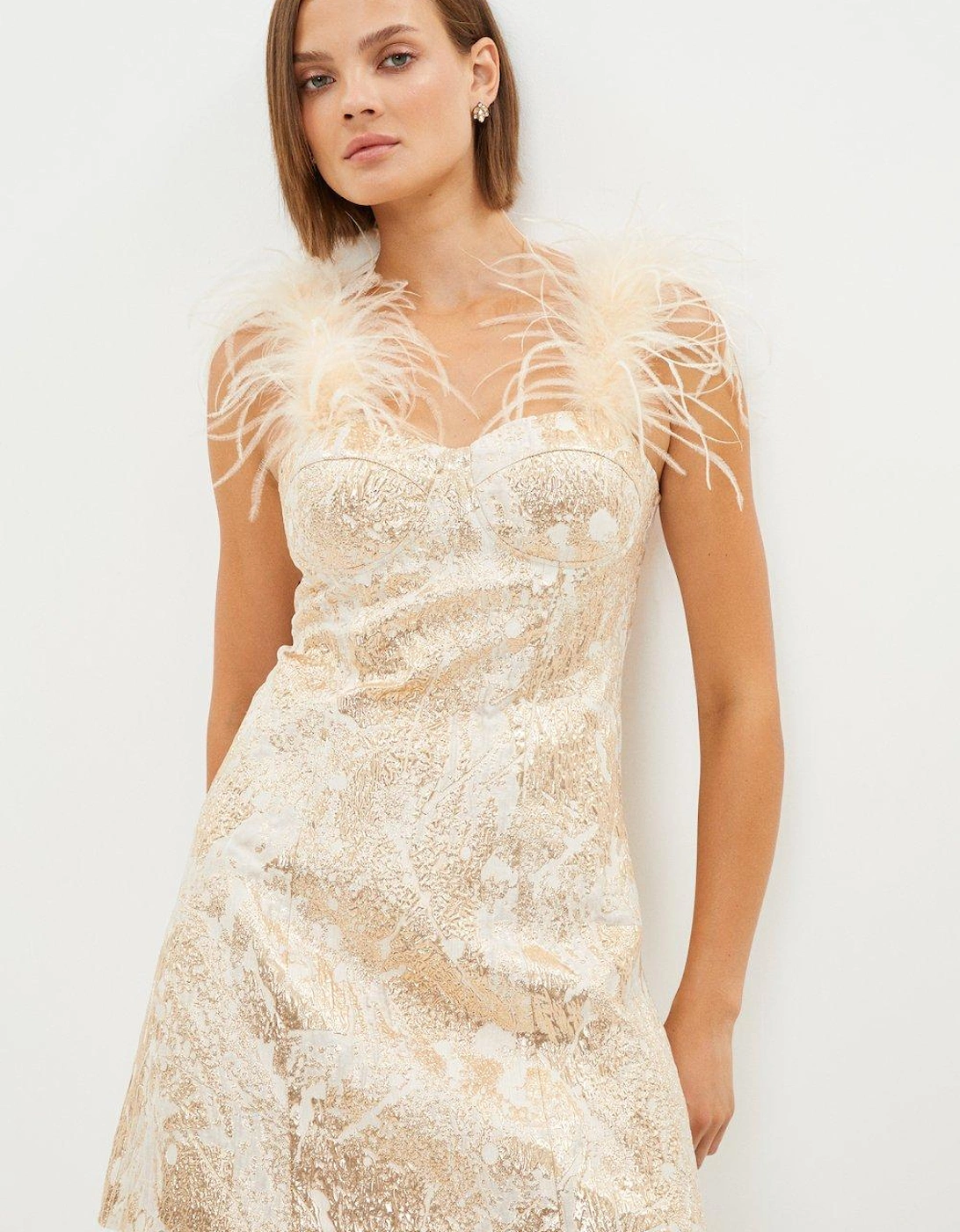 Mini Jacquard Dress With Feathers, 5 of 4