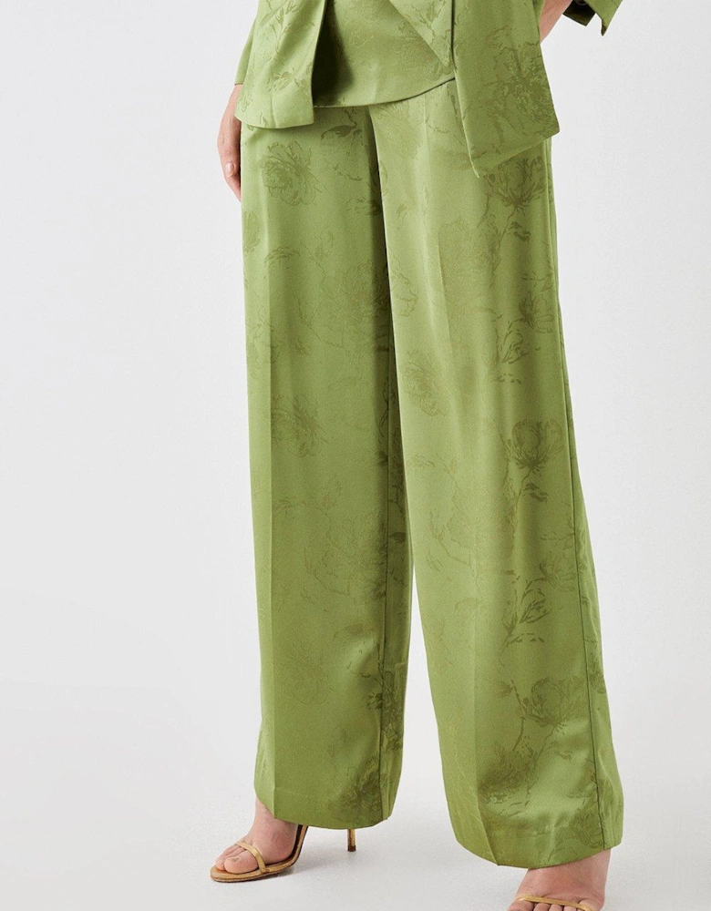 Sophie Habboo Satin Jacquard Wide Leg Trouser