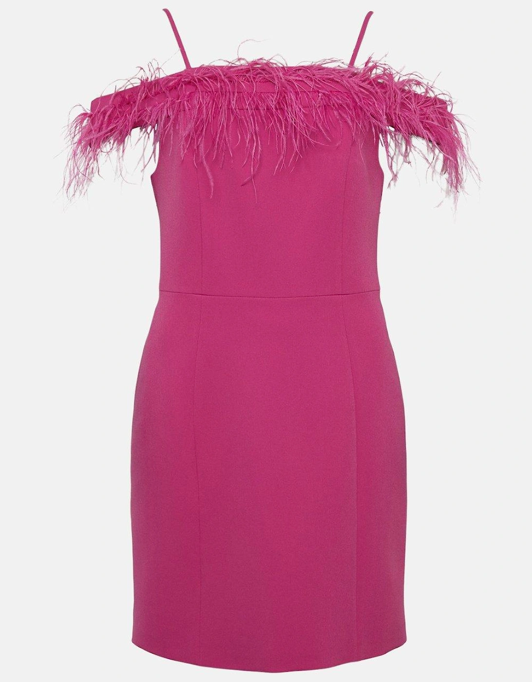 Feather Trim Bardot Mini Dress