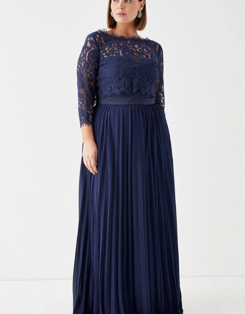 Plus Size Removable Lace Top Bandeau Bridesmaid Dress