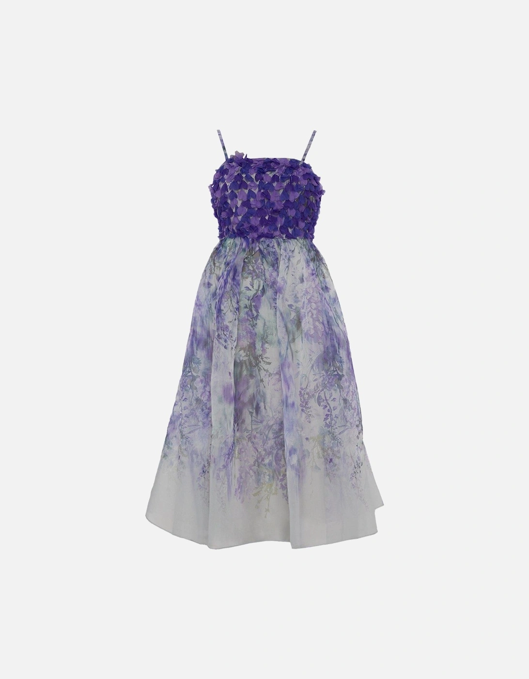 Petite Hand Stitched 3d Floral Bodice Full Skirt Midi Dress