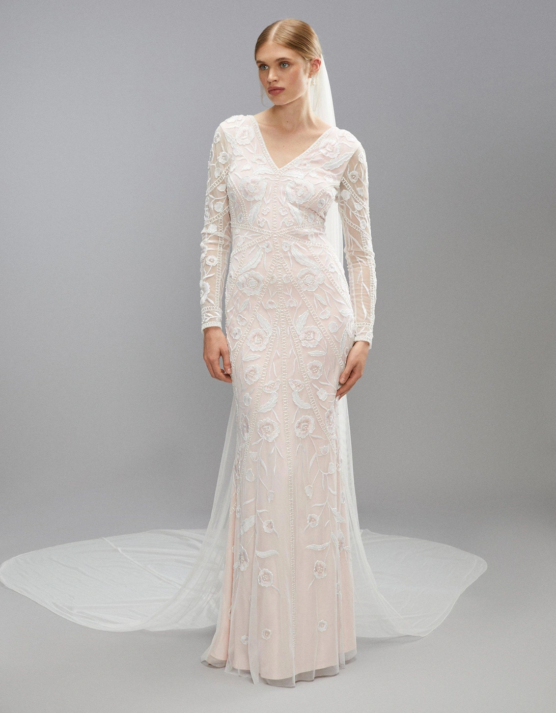 Premium Embellished Blush Bridal Maxi Dress, 5 of 4