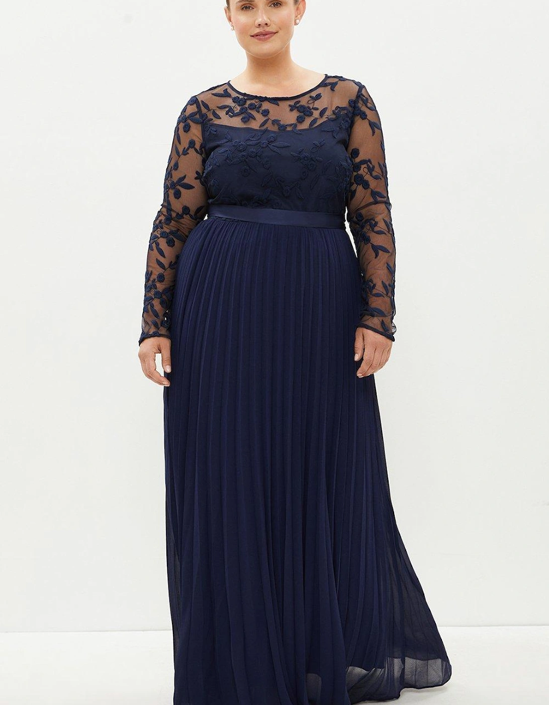 Plus Size Embroidered Long Sleeve Maxi Dress, 6 of 5