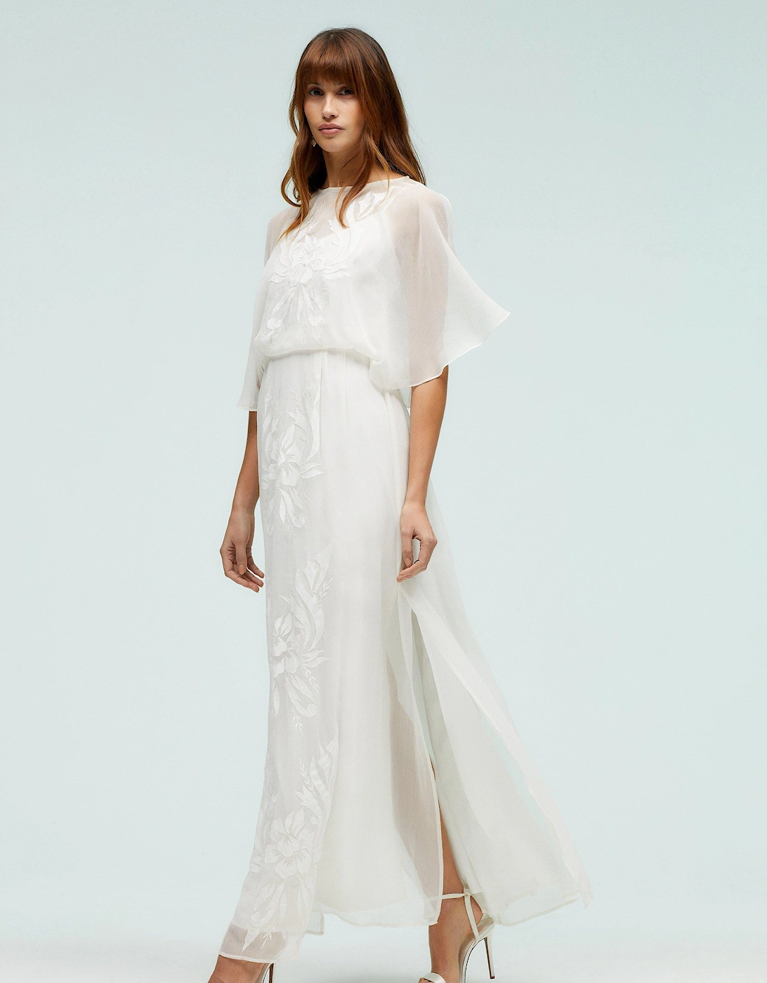 Embroidered Angel Sleeve Maxi Dress, 7 of 6