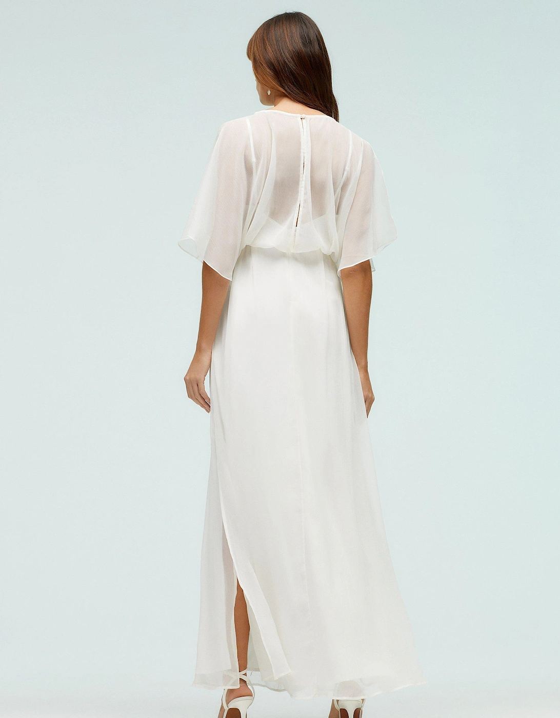 Embroidered Angel Sleeve Maxi Dress