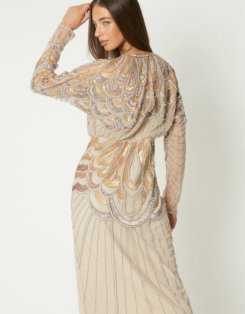 Beaded Batwing Midi Dress