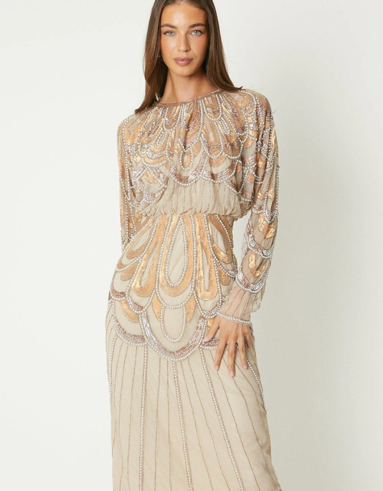 Beaded Batwing Midi Dress