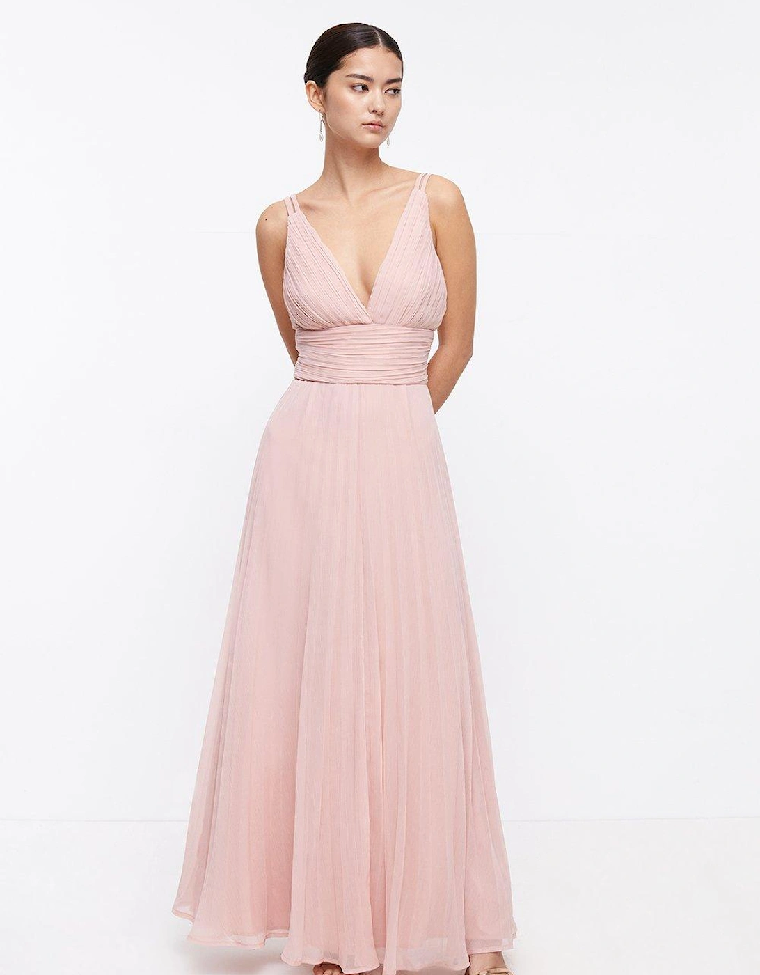 Petite Double Strap Pleated Skirt Maxi Dress, 6 of 5