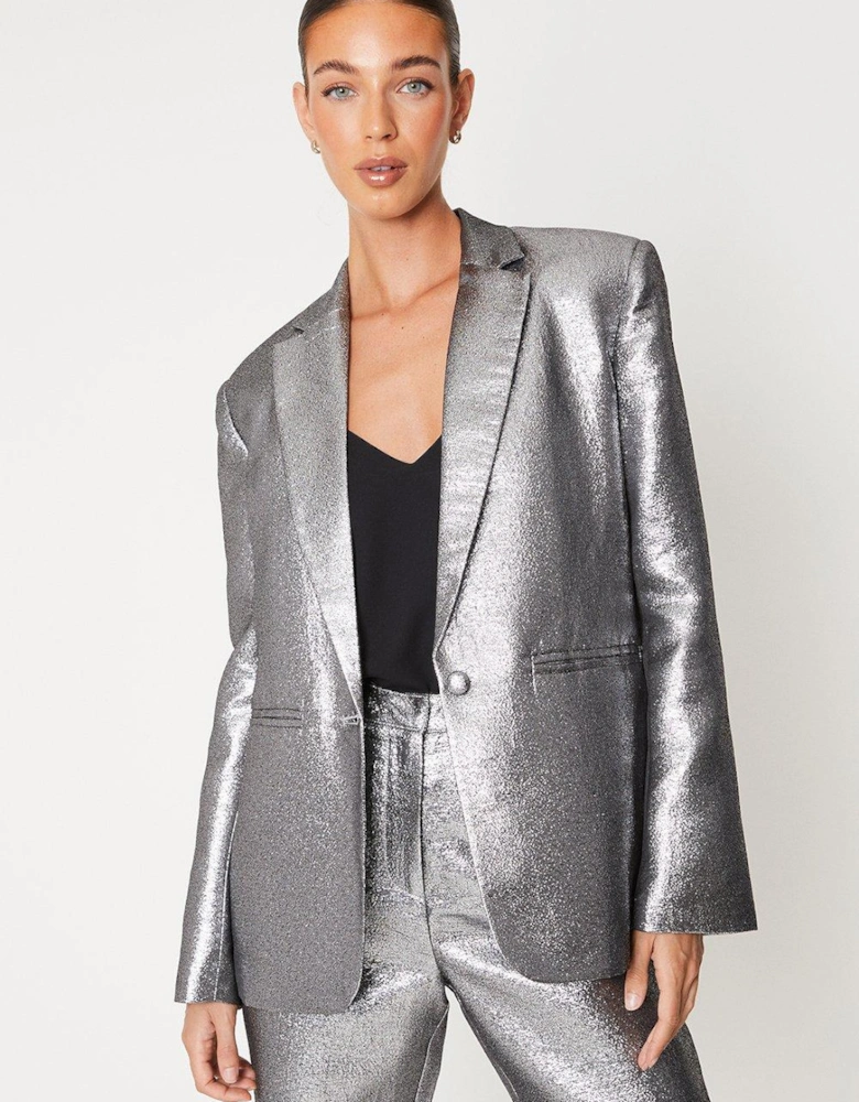 Sparkle Jacquard Single Breasted Blazer