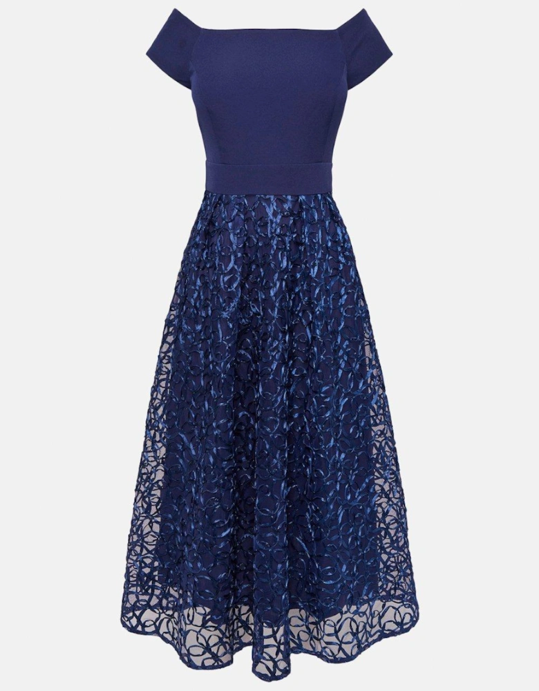 Bardot Ribbon Embroidered Midi Dress