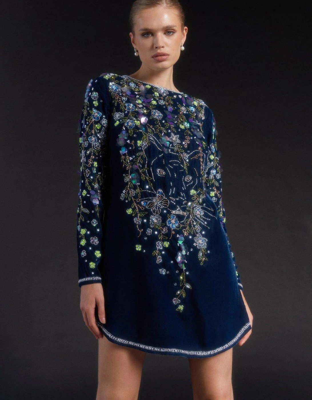 Julie Kuyath Velvet Embellished Mini Dress, 5 of 4