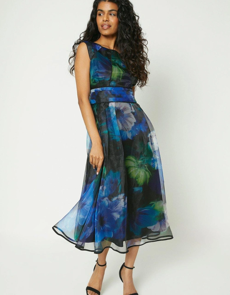 Petite Panelled Organza Midi Dress