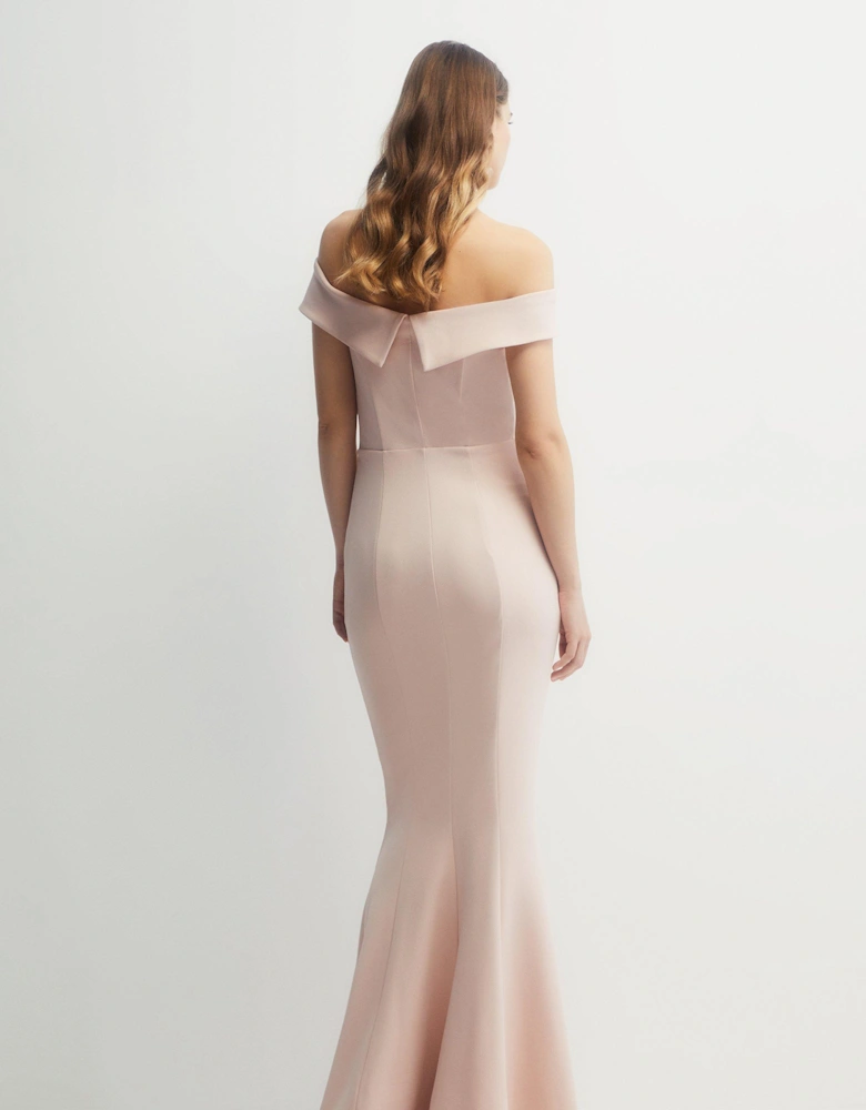 Sculpting Crepe Bardot Fishtail Bridesmaids Maxi Dress