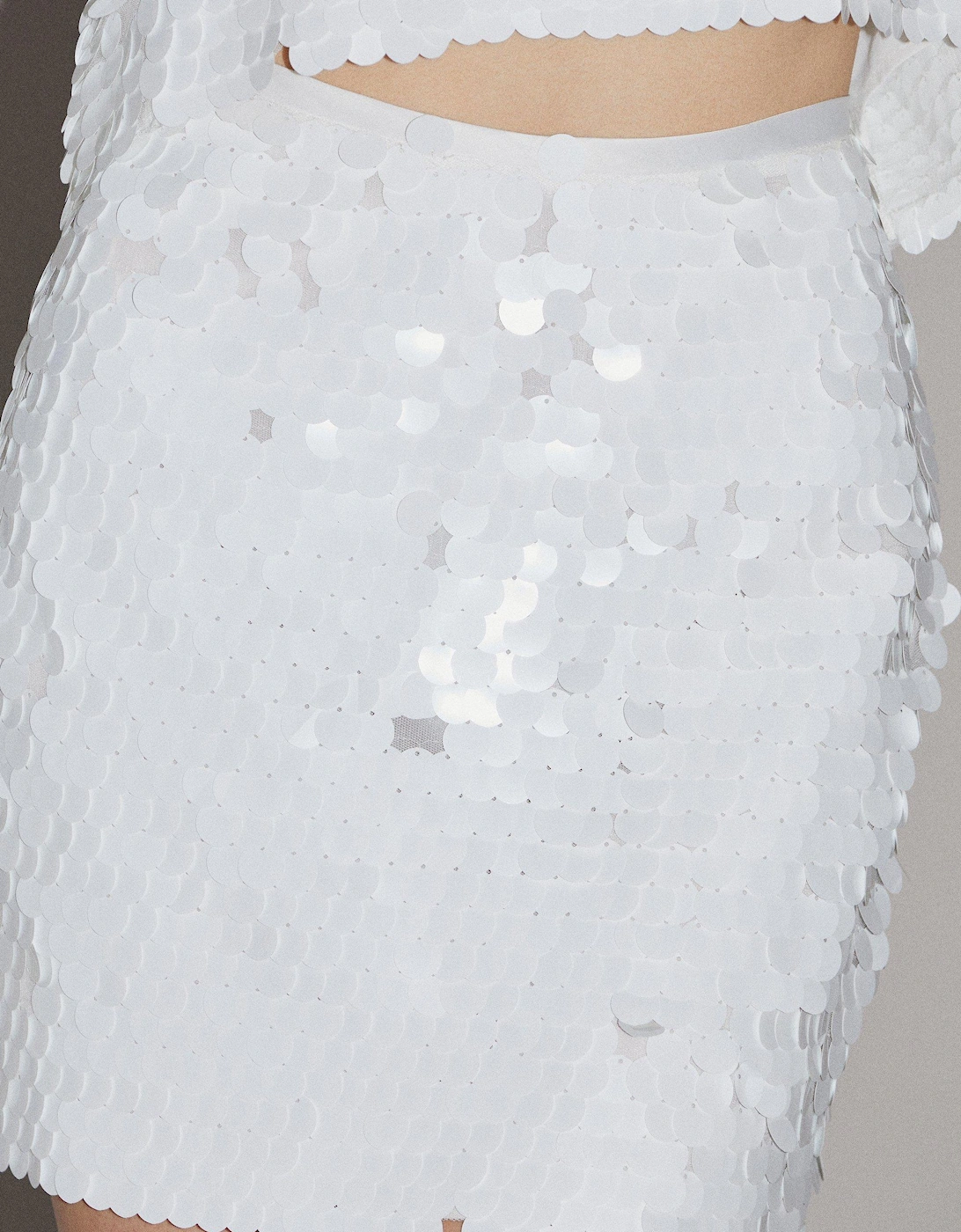 Disc Sequin Ivory Mini Skirt