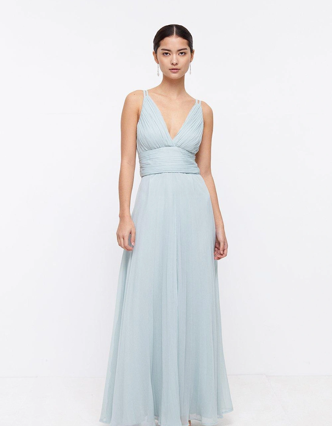 Petite Double Strap Pleated Skirt Maxi Dress, 6 of 5