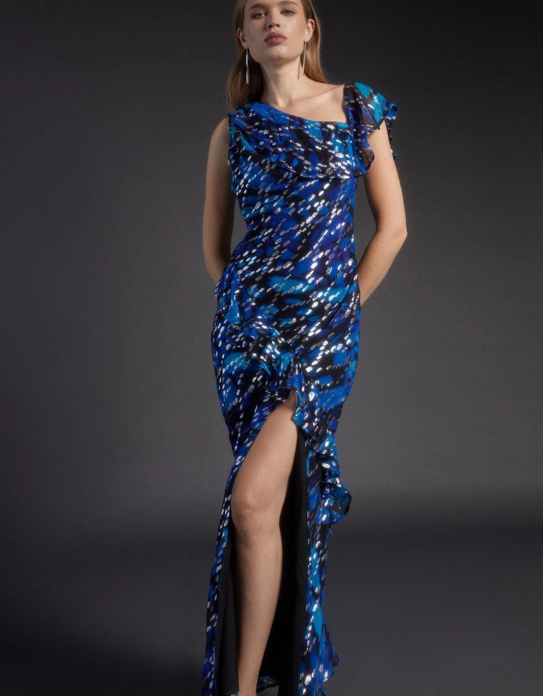 Julie Kuyath One Shoulder Metallic Maxi Dress, 5 of 4