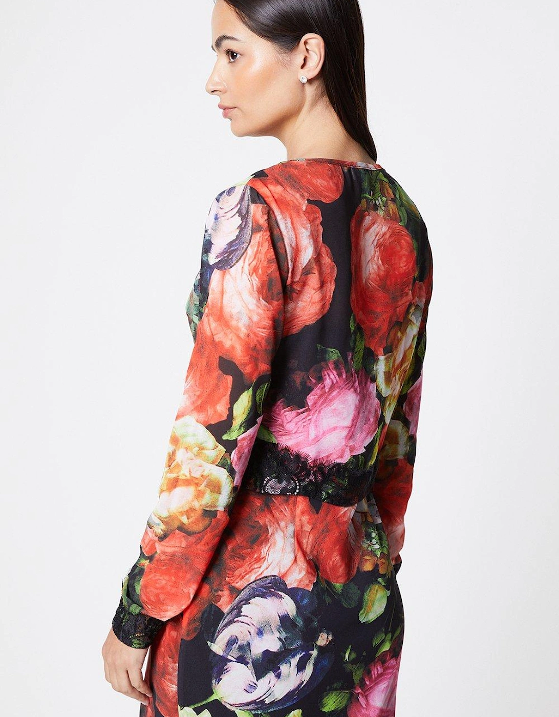 Lace Trim Floral Print Bolero Co-ord