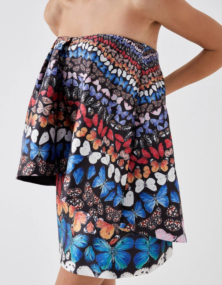 Julie Kuyath Butterfly Printed Cape Mini Dress